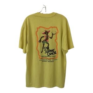 Vintage Bahamas Cafe Johnny Canoe T-Shirt Hanes Tag Size XL JUNKANOO Yellow